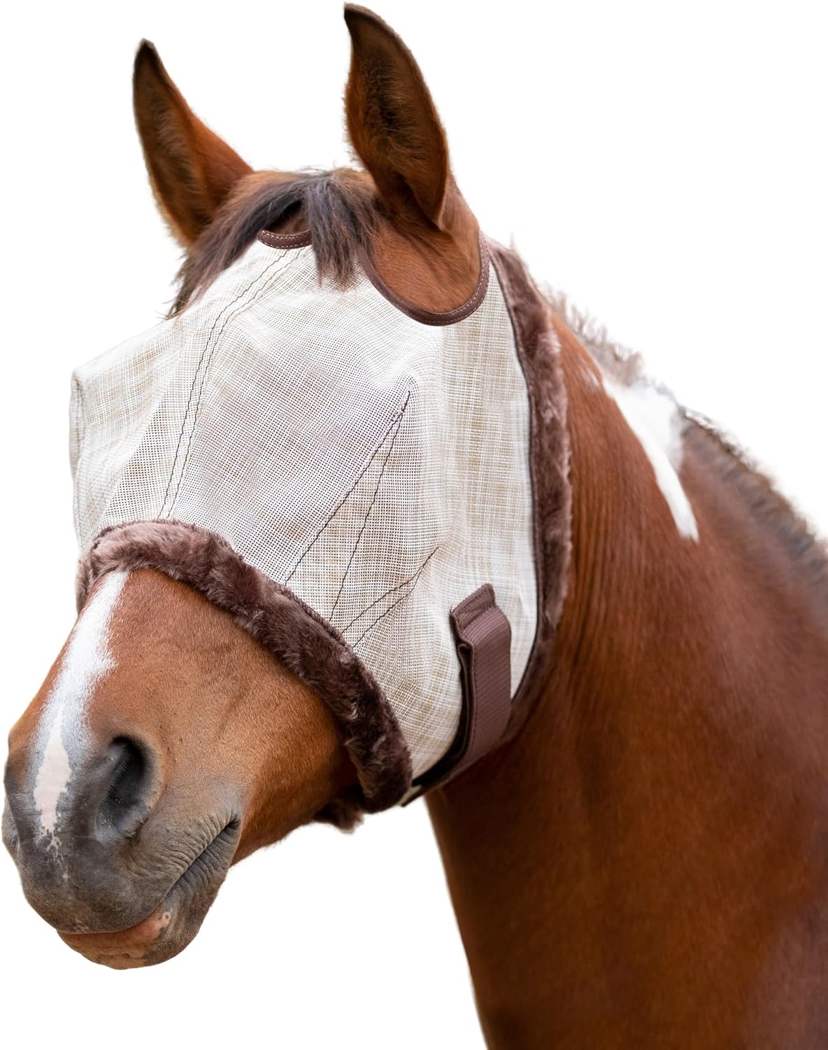 Kensington UV Fly Mask with Fleece Trim - Protective Mask with Dual Ear Opening Size: Small Color: 500-Desert Sand
