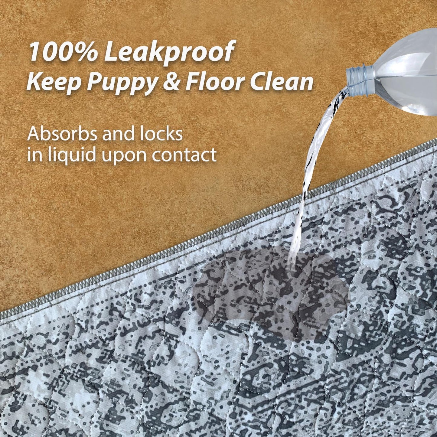 nunubaby Washable Pee Pads for Dogs, Stylish, Non-Slip and Leak-Proof Pee Pads. Reusable Potty Pads for Dogs for Crates and Floors.(Grey/Geo, 48" x48")