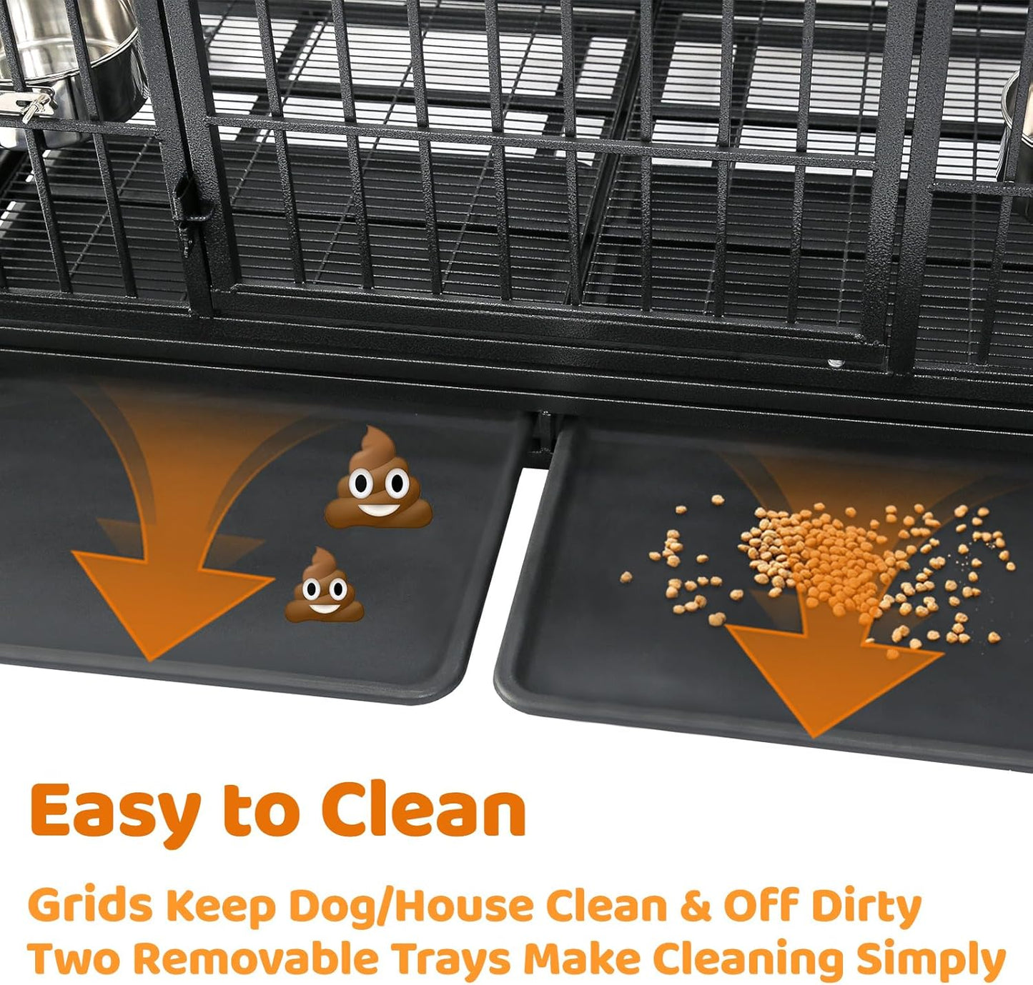 Homey Pet 48 Inch Stackable Heavy Duty Dog Crate Indestructible, Escape Proof Dog Cage with Wheels, Two Removable Trays, High Anxiety Dog Kennel Indoor, Extra Large XL XXL Dog Crates for Large Dogs