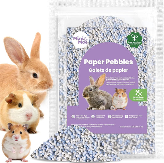 mini&moe Rabbit Bedding Guinea Pig Bedding Paper Pellet Bedding: Odor Control & Moisture Absorbent Natural Paper Pellet Bedding - for Small Animal Guinea Pigs, Rabbits,Hamsters Bedding 3.96lb