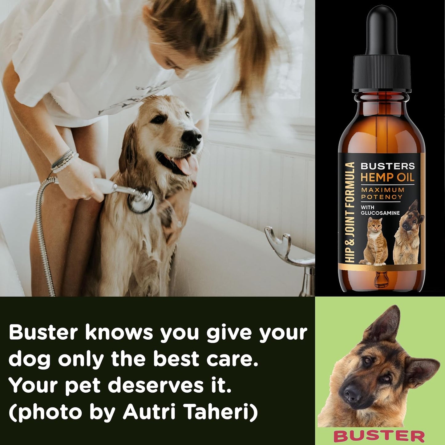 Busters Hip and Joint Hemp Oil for Dogs Formula with Glucosamine, 2Pack 2Month Supply, Soothing Relief for Cats, and Pets, Advanced Mobility Support