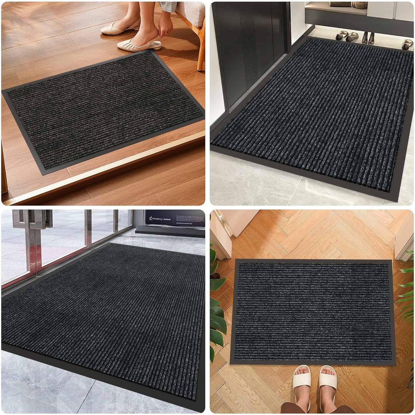 Indoor Outdoor Door Mat, 6’ x 2' Doormat for Entryway, Rubber Backing Non Slip Front Door Mat Outside Entrance, Super Absorbent Commercial Floor Mat for Home Office