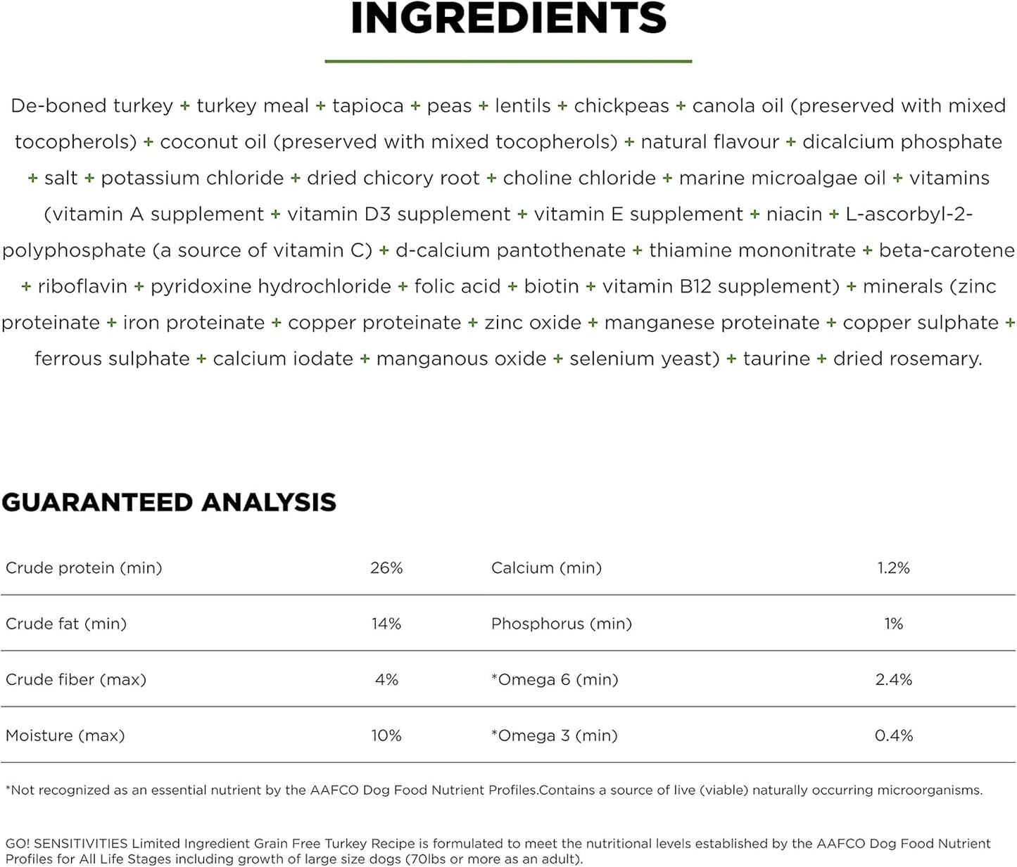Go! Solutions Sensitivities Limited Ingredients, Grain-Free Dry Dog Food, Turkey Recipe for Sensitive Stomach, 22 lb Bag