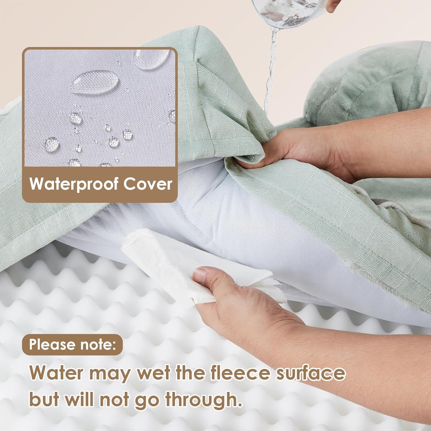 EHEYCIGA Orthopedic XL Dog Beds, Waterproof Memory Foam Dog Bed for Extra Large Dogs, Non-Slip Bottom and Egg-Crate Foam Big Pet Couch Bed with Washable Removable Cover, Sage Green