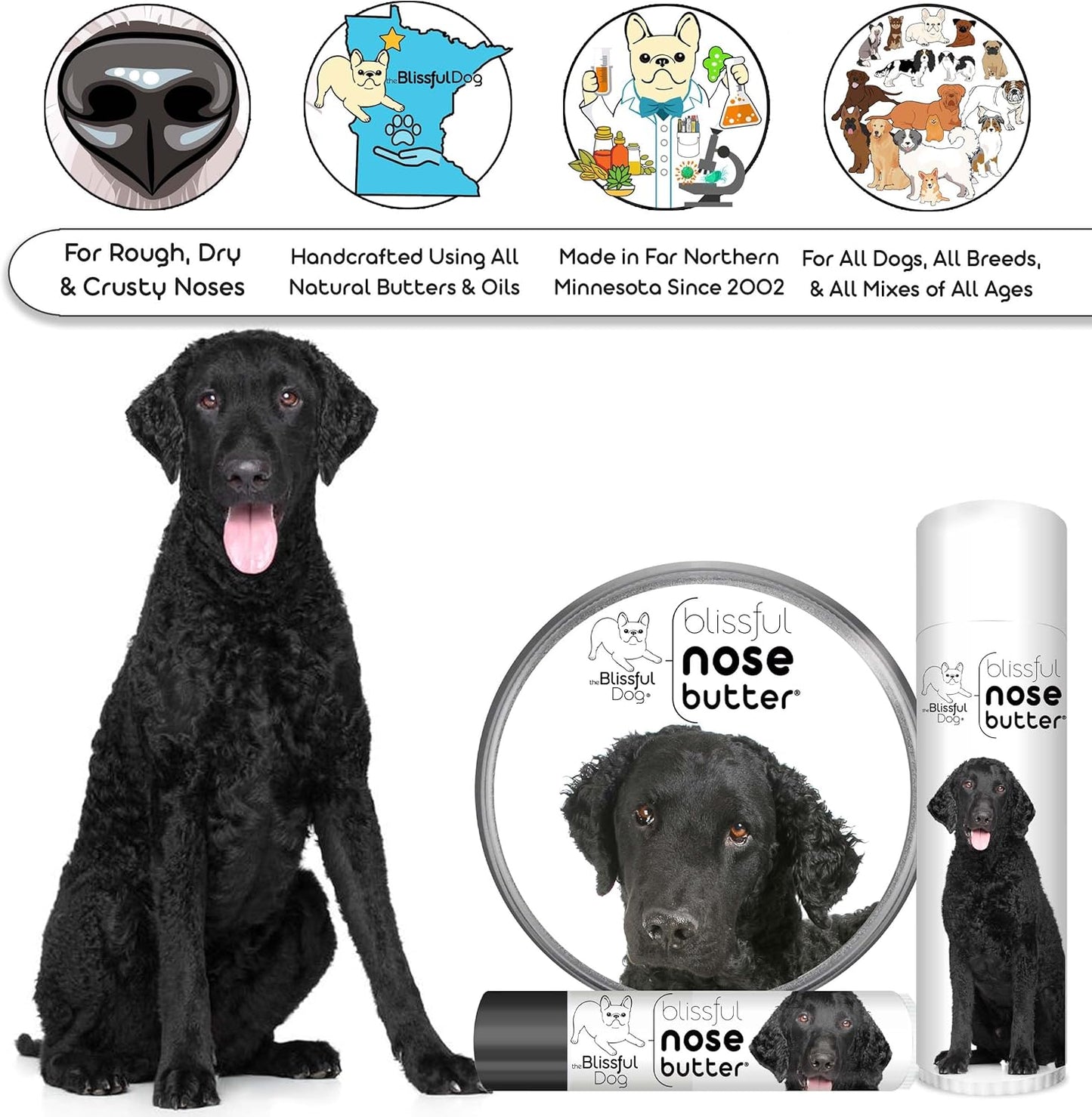The Blissful Dog Curly-Coat Retriever Unscented Nose Butter, 0.15-Ounce