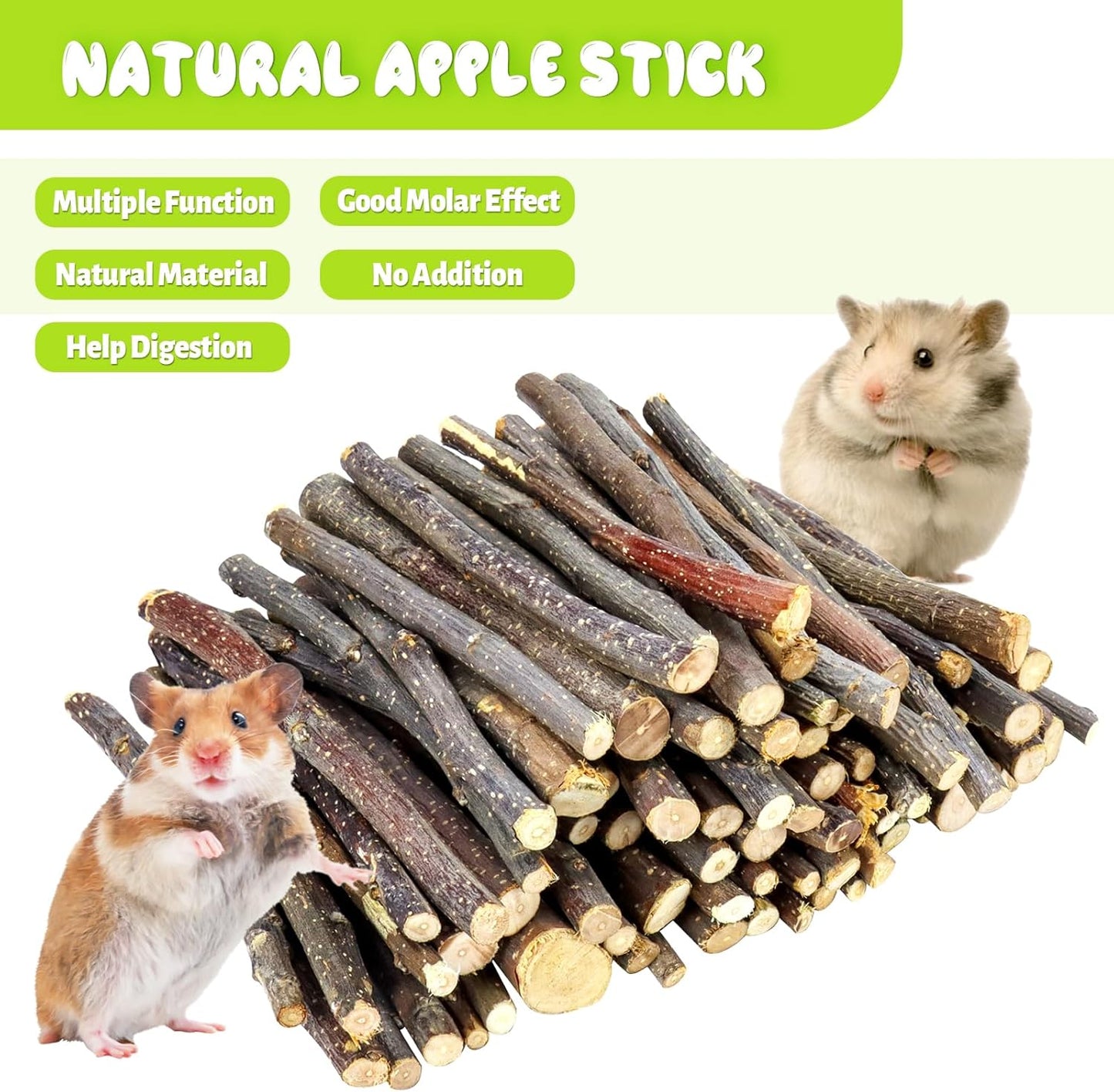 600g Small Apple Sticks Animals Molar Wood Treats Toys for Rabbits Chinchillas Guinea Pig Hamster Gerbil Parrot Bunny Chew Stick Toys Treats, 21.2 OZ