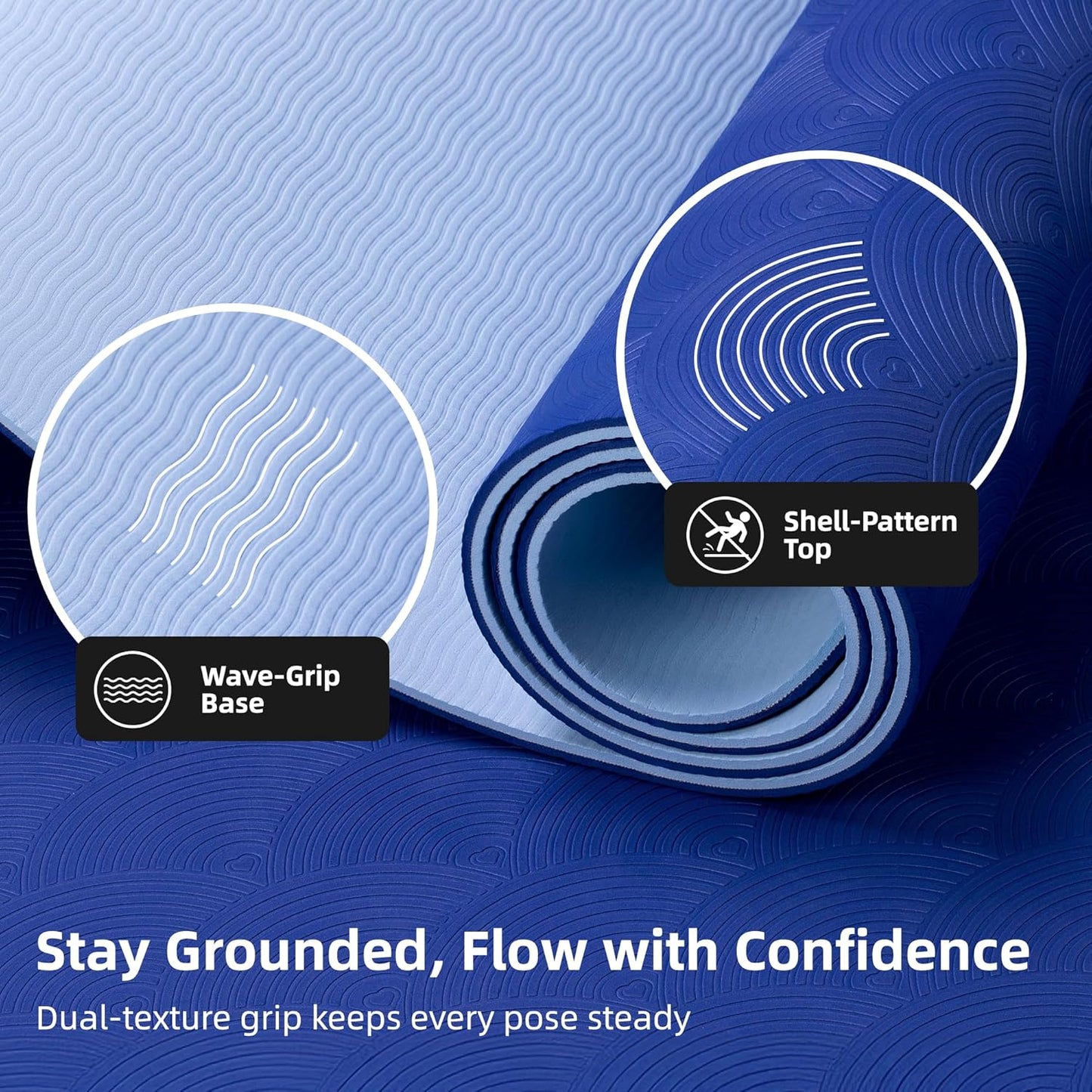 Extra Large Yoga Mat - 72"x35", 72"x48", 78"x57" - Wide TPE Exercise Mat for Home, Stretching, Couples & Family Workouts - 6-12mm Thick, Non-Slip & Waterproof - with Carry Bag and Straps