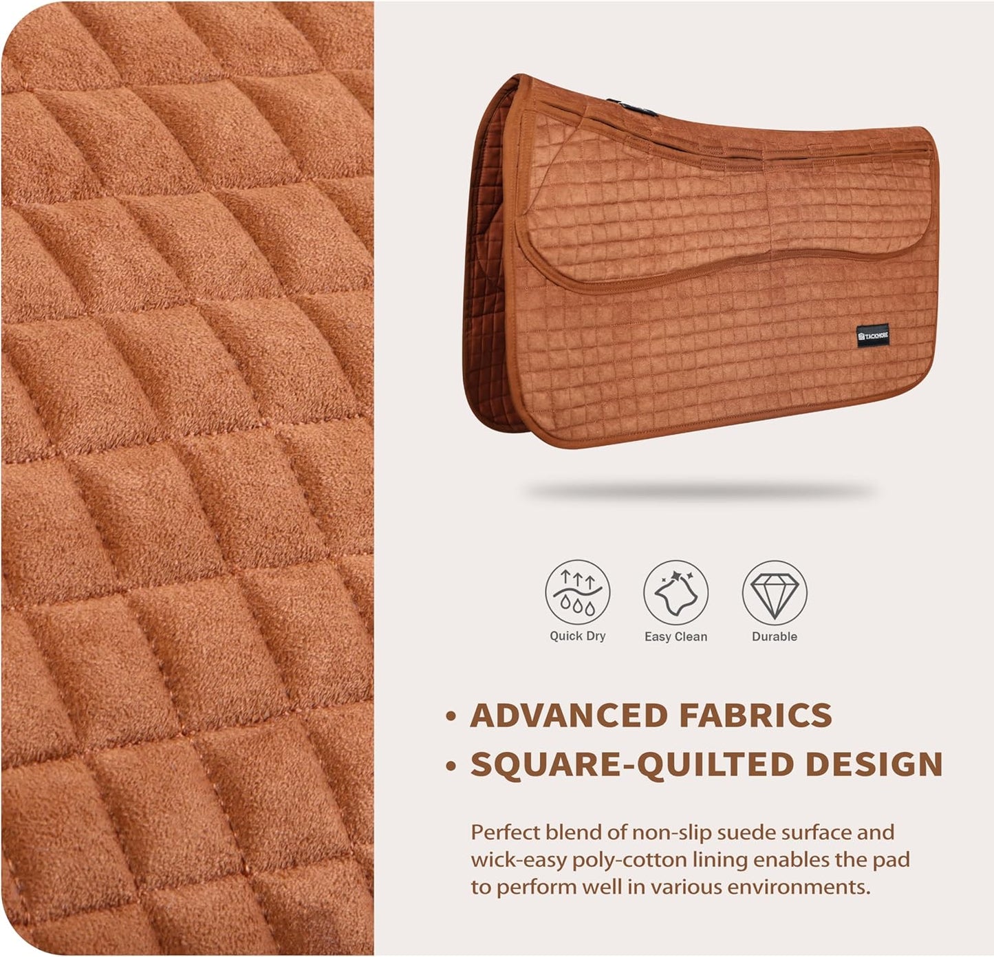 Tackmore Western Saddle Pad Adjustable with Side Pockets and Foam Inserts Shock-Absorbing Riding Pad