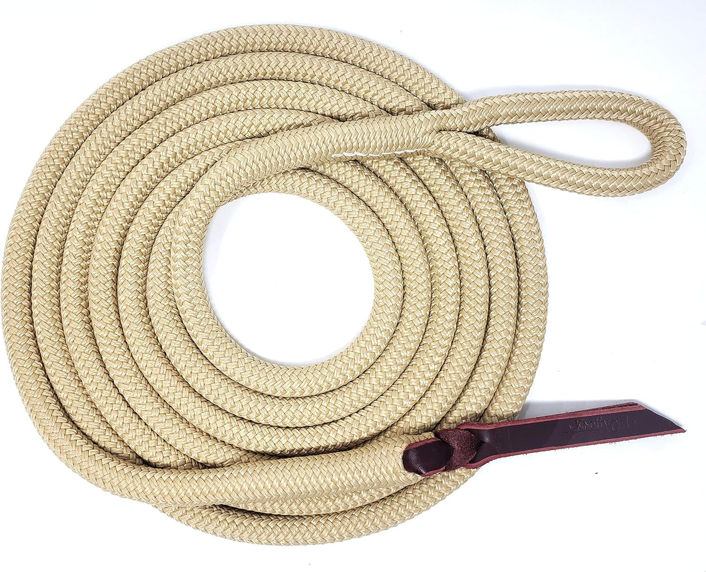 Double Braid Lead Rope with Eye Splice Loop, 12-14FT Lengths (Beige, 12 ft.)