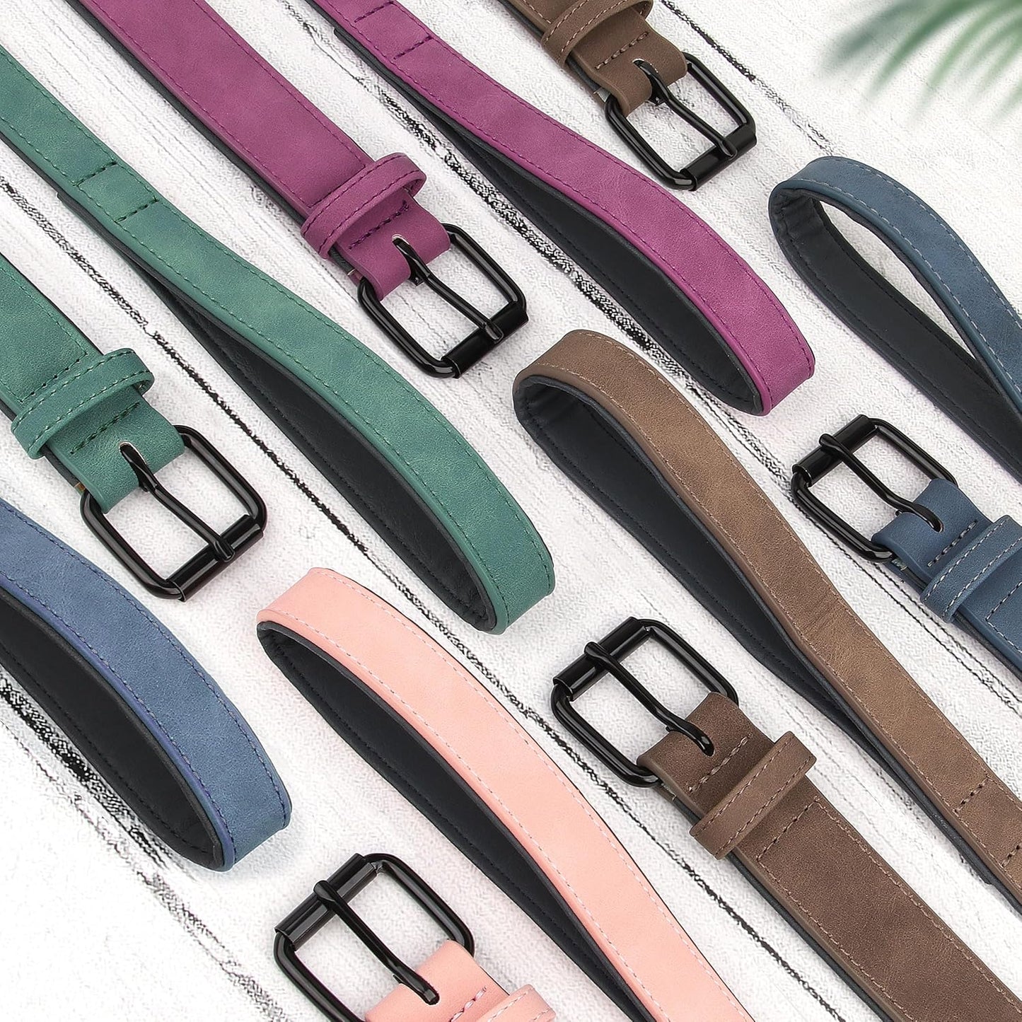 Didog Soft Padded Leather Dog Collar and Leash Set, Pink Breathable Pet Collars with 4FT PU Leather Dog Leash for Small Medium Large Dogs, Pink, XL