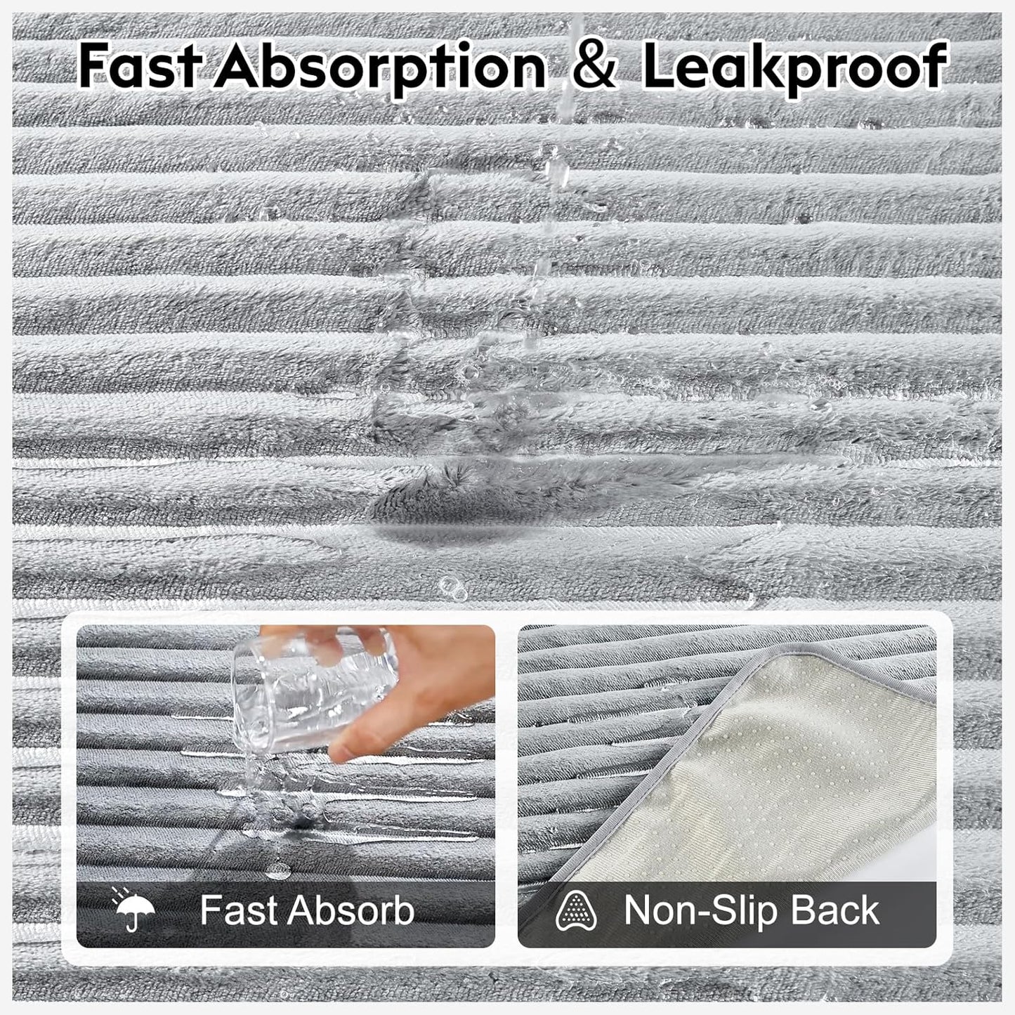 Flannel Washable Pee Pad for Dogs - 4 Pack Reusable Dog Pee Pads, Puppy Pads, Fast Absorb Pet Playpen Mat with Non-Slip Back, Waterproof Puppy Training Pad. (Light Grey, 18" X 24")