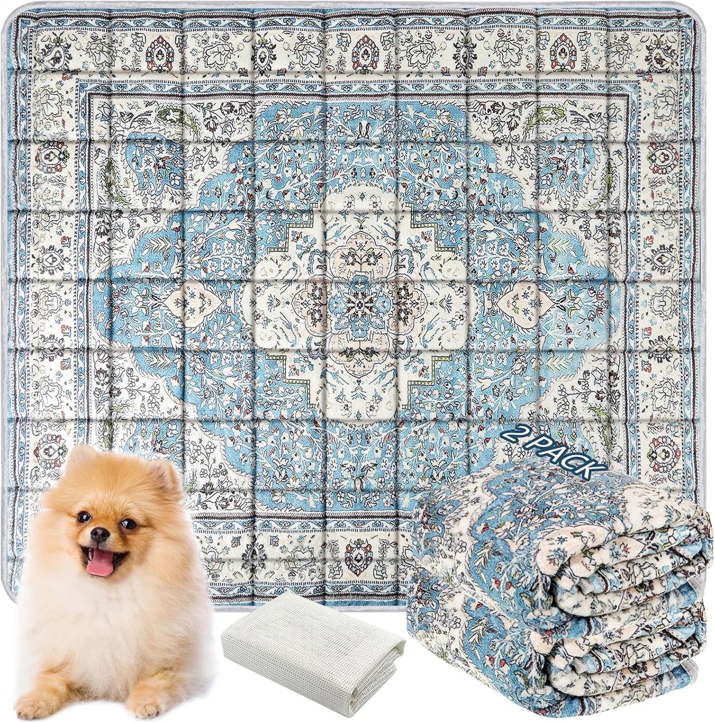 Washable Thickened Pee Pads for Dogs, 2 Pack (36"x42") Upgrade Reusable Puppy Pads with Non-Slip Rug, Super Absorbent Leakproof Puppy Training & Whelping Pads for Dogs, Doggie