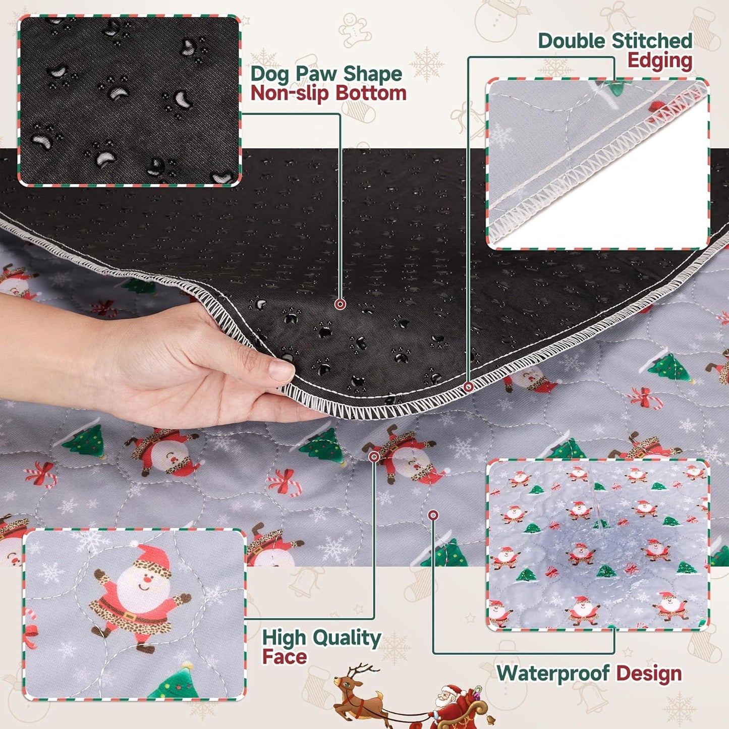 Aitmexcn Christmas Washable Pee Pad for Dogs, 2PCS 31x36in Xmas Super Absorbent Reusable Puppy Pads Pet Training Pads, Waterproof mats for Playpen, Crate, Whelping Box, Potty Training