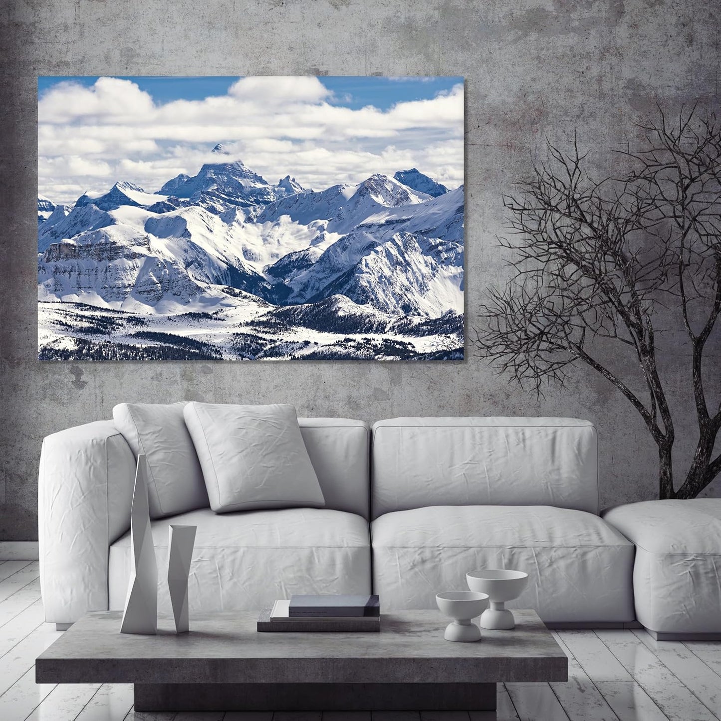 Nature Wall Art Prints - Ocean Forest Mountain Lake Canvas Landscapes - Small to Extra Large Living Room Bedroom Kitchen Bathroom Décor (Snowy Mountains Landscape, 20L" x 30W")