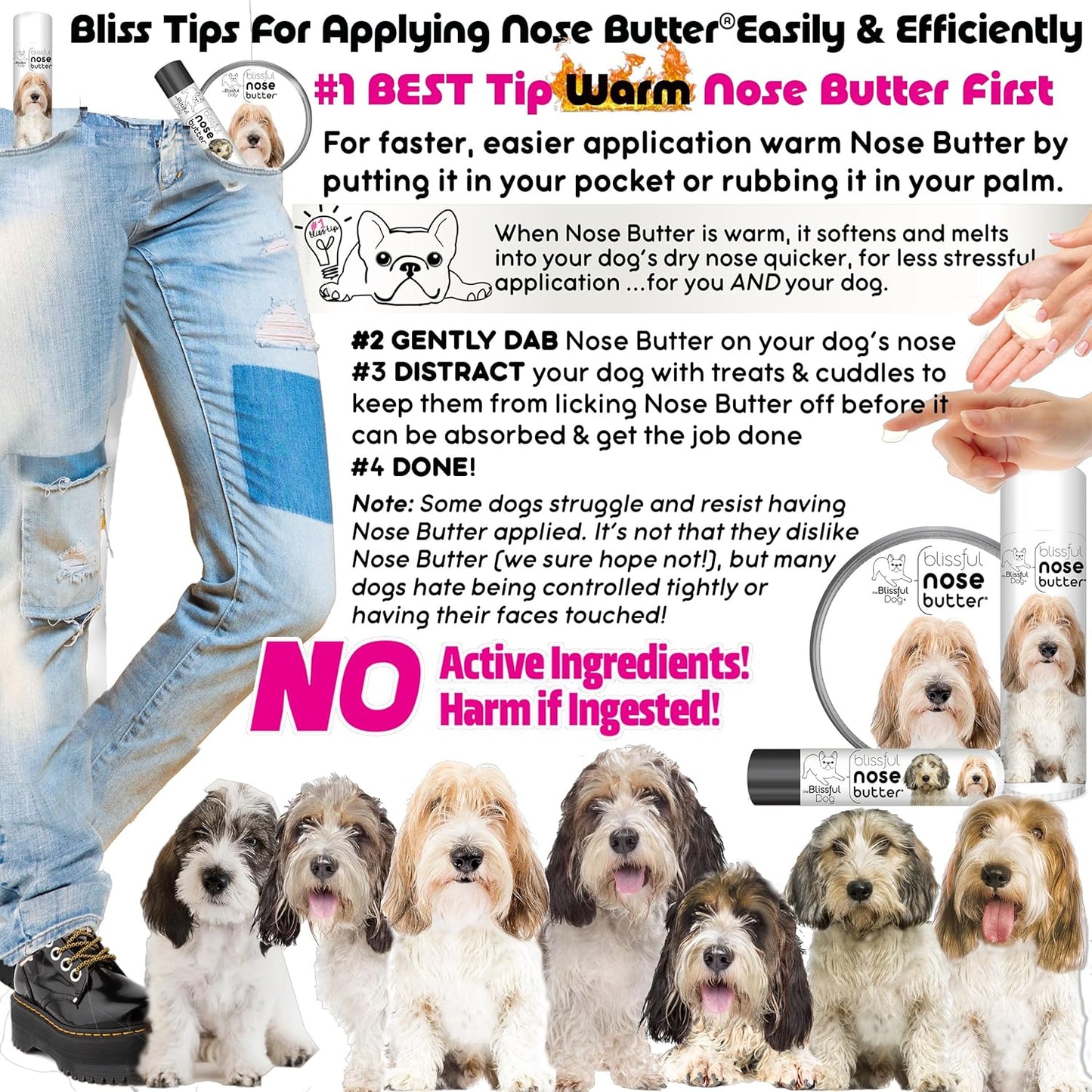 The Blissful Dog Petit Basset Griffon Unscented Nose Butter - Dog Nose Butter, 1 Ounce