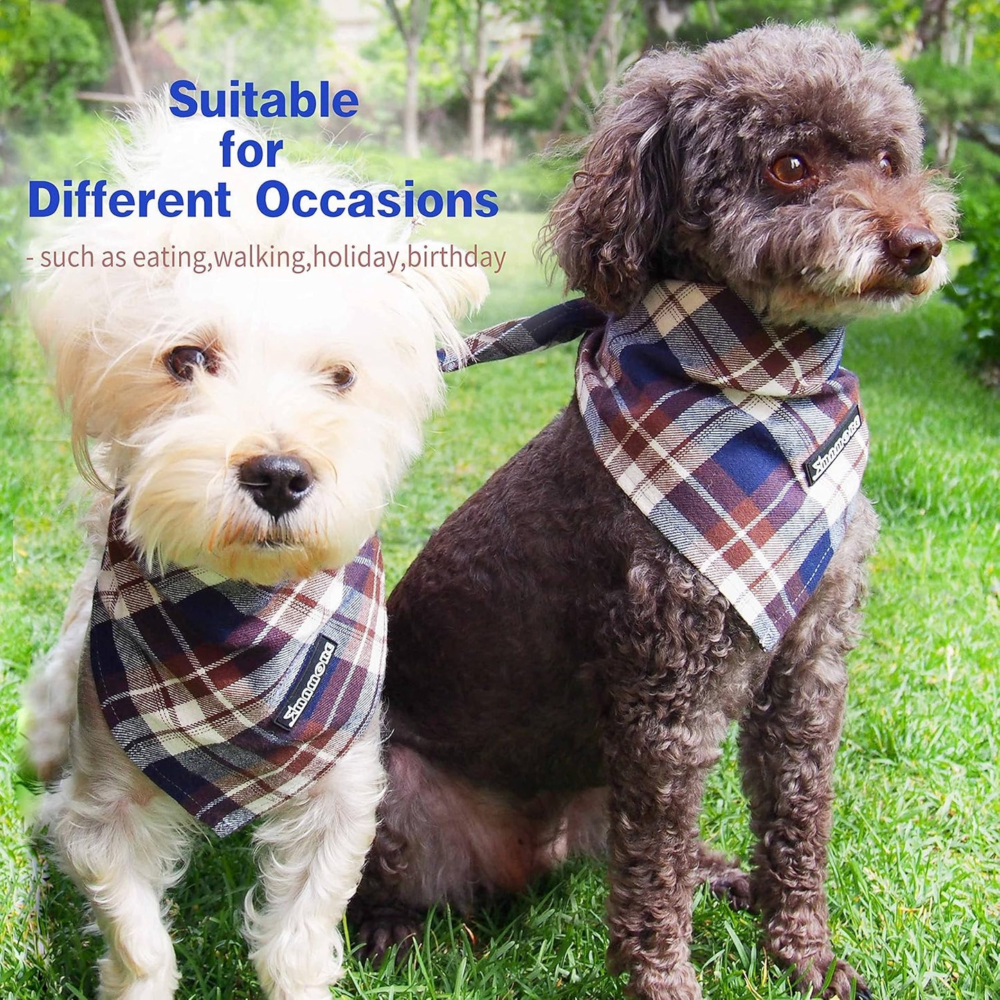Adjustable Plaid Dog Bandanas,1PC Soft Washable Cotton Triangle Bib Kerchief Scarfs for Small Medium Large Dogs and Cats (Pink, Large)