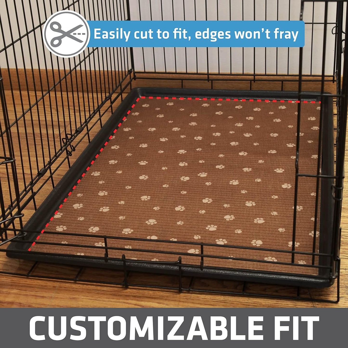 Drymate Dog Crate Mat Liner, Absorbs Urine, Waterproof, Non-Slip, Washable Puppy Pee Pad for Kennel Training - Use Under Pet Cage to Protect Floors, Thin Cut to Fit Design (USA Made) (Brown)(27"x42")
