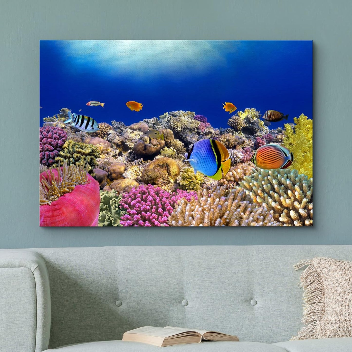 wall26 Canvas Print Wall Art Vibrant Coral Reef Anemone Fish Ecosystem Nature Animals Photography Realism Rustic Scenic Landscape Wilderness Earth Colorful for Living Room, Bedroom, Office - 12"x18"