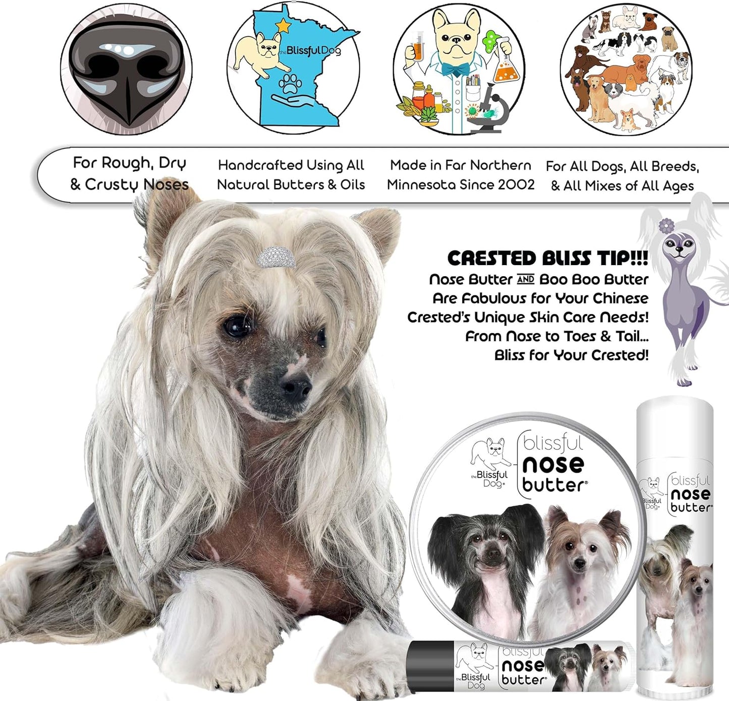 The Blissful Dog Chinese Crested Unscented Nose Butter, 0.50-Ounce