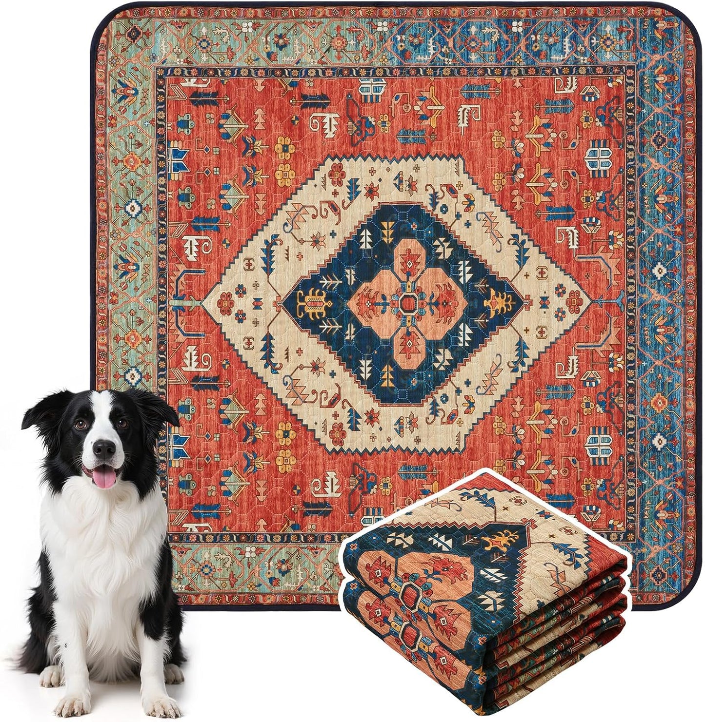 HAOCOO Washable Pee Pads for Dogs, Super Absorbent Reusable Puppy Training Pads, (2 Pack) 2Ft x 2Ft Dark Red Waterproof Leak-Proof and Non-Slip Whelping Pads Potty Pads for Pet Housebreaking