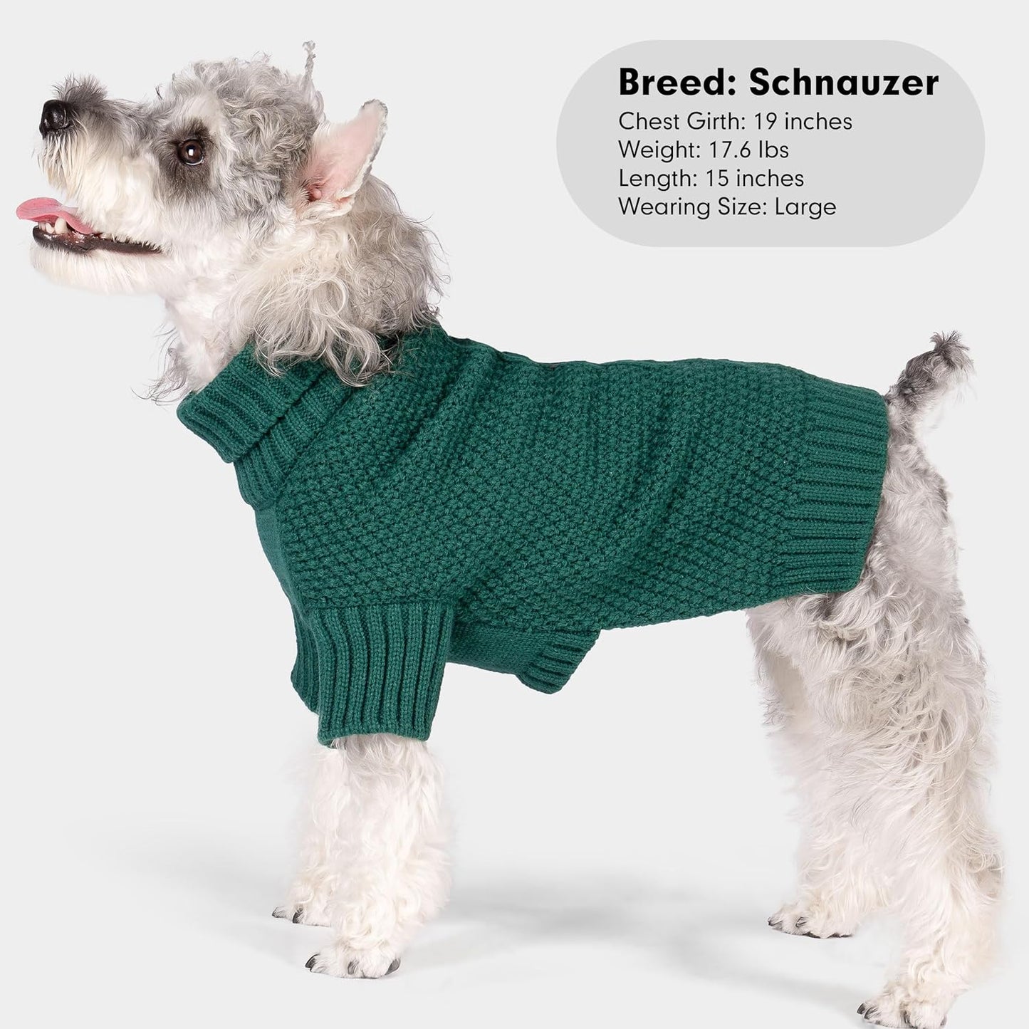 cyeollo Dog Sweater Pullover Turtleneck for Large Dogs, Classic Knitwear Fall Winter Cold Weather Dog Clothes Warm Pet Apparel Small Medium Large Dog Sweaters, Green 2XL