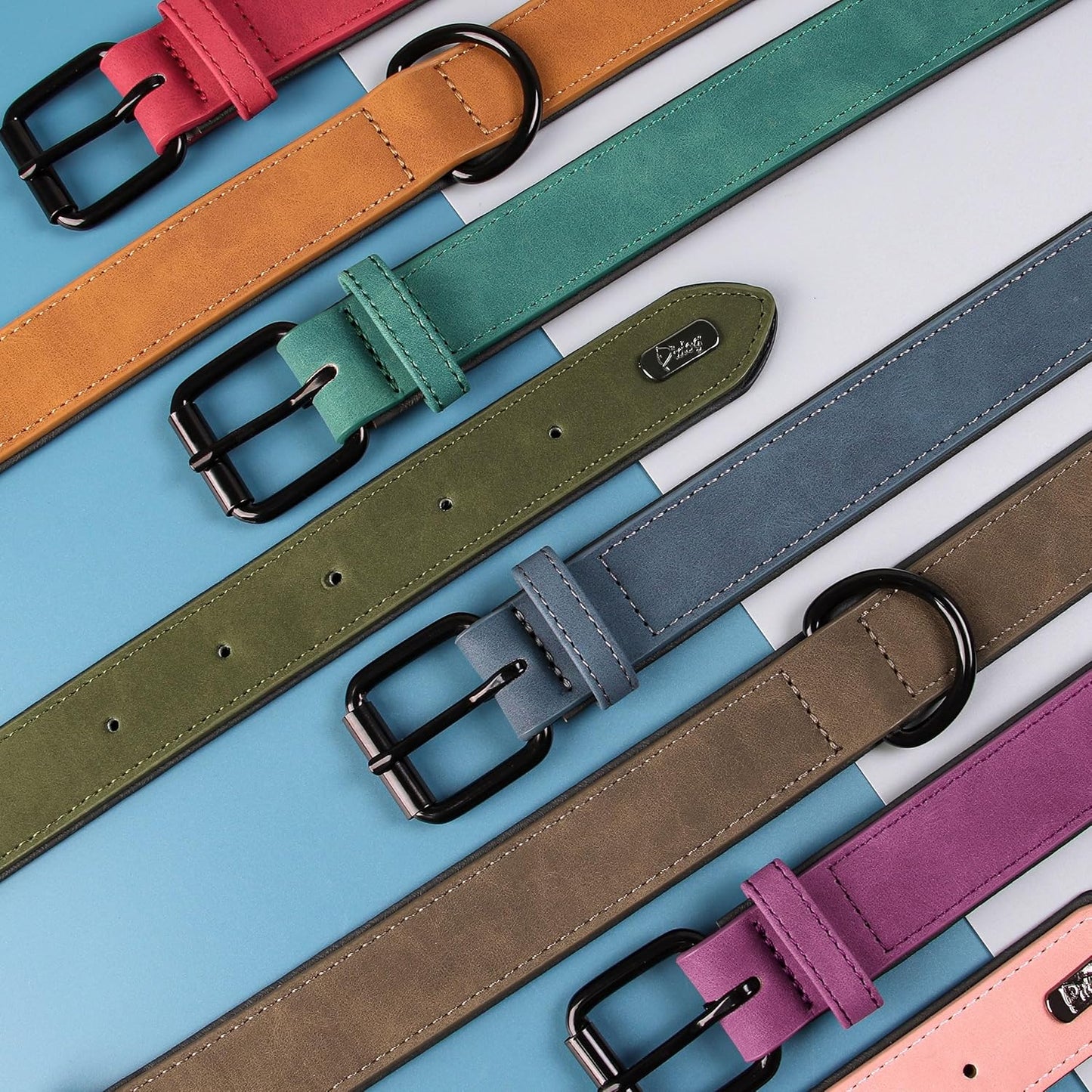 Didog Soft Padded PU Leather Dog Collar, Breathable and Adjustable Pink Dog Collar for Large Dogs, Comfortable for Daily Walk Pink, XL Fit Neck 17-21"(44-71 lbs)