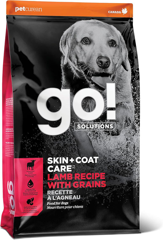 Go! Solutions Skin + Coat Care, Dry Dog Food, Lamb Recipe with Grains, 22 lb Bag