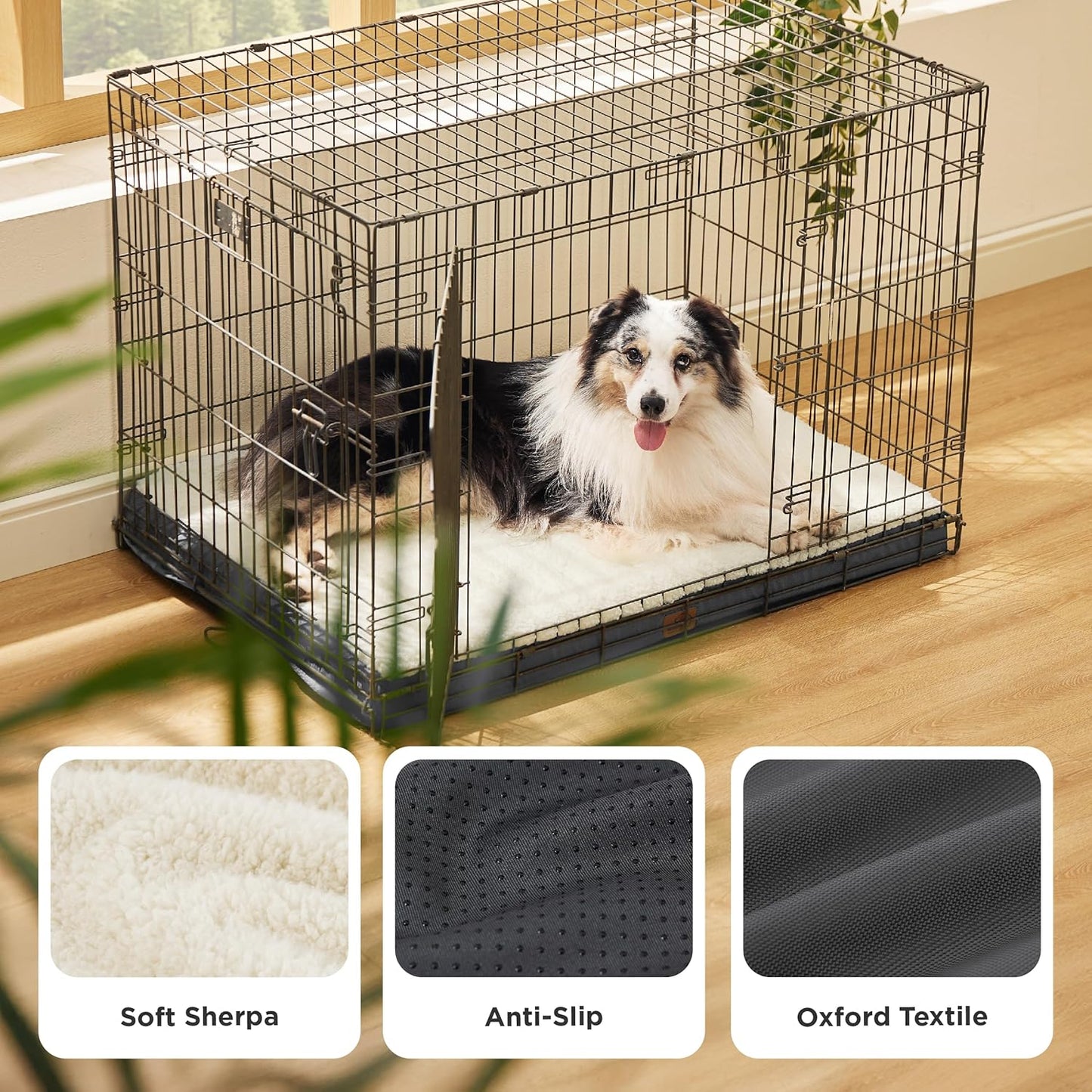 Bedsure XL Dog Bed for Crate - Large Orthopedic Flat Pet Beds with Removable Washable Cover, Egg Crate Foam Crate Mat, Suitable for Pet Up to 90 lbs