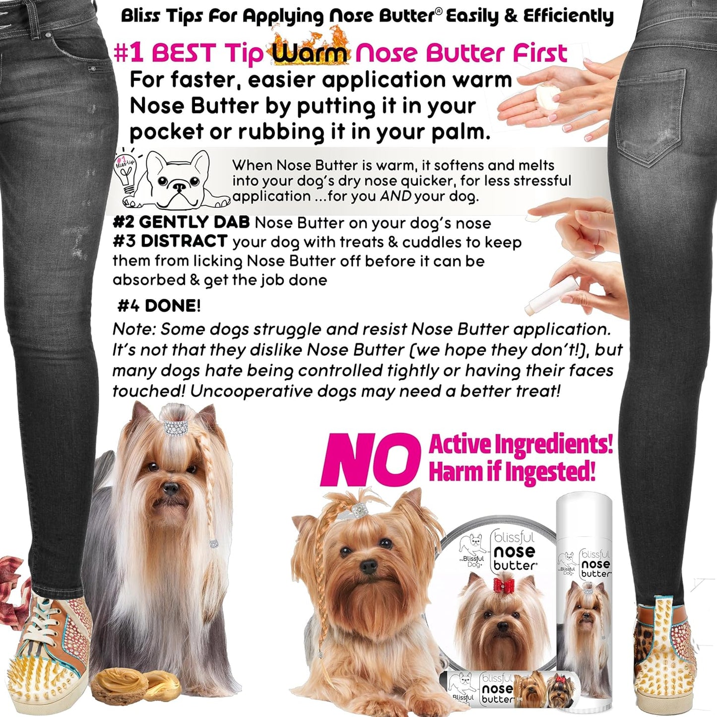 The Blissful Dog Yorkshire Terrier Nose Butter for Dry, Cracked Skin, Lick-Safe Dog Nose Balm with Moisturizing Shea Butter, Almond, Olive, and Essential Oils, Pet Supplies, Uncented, 2 oz.