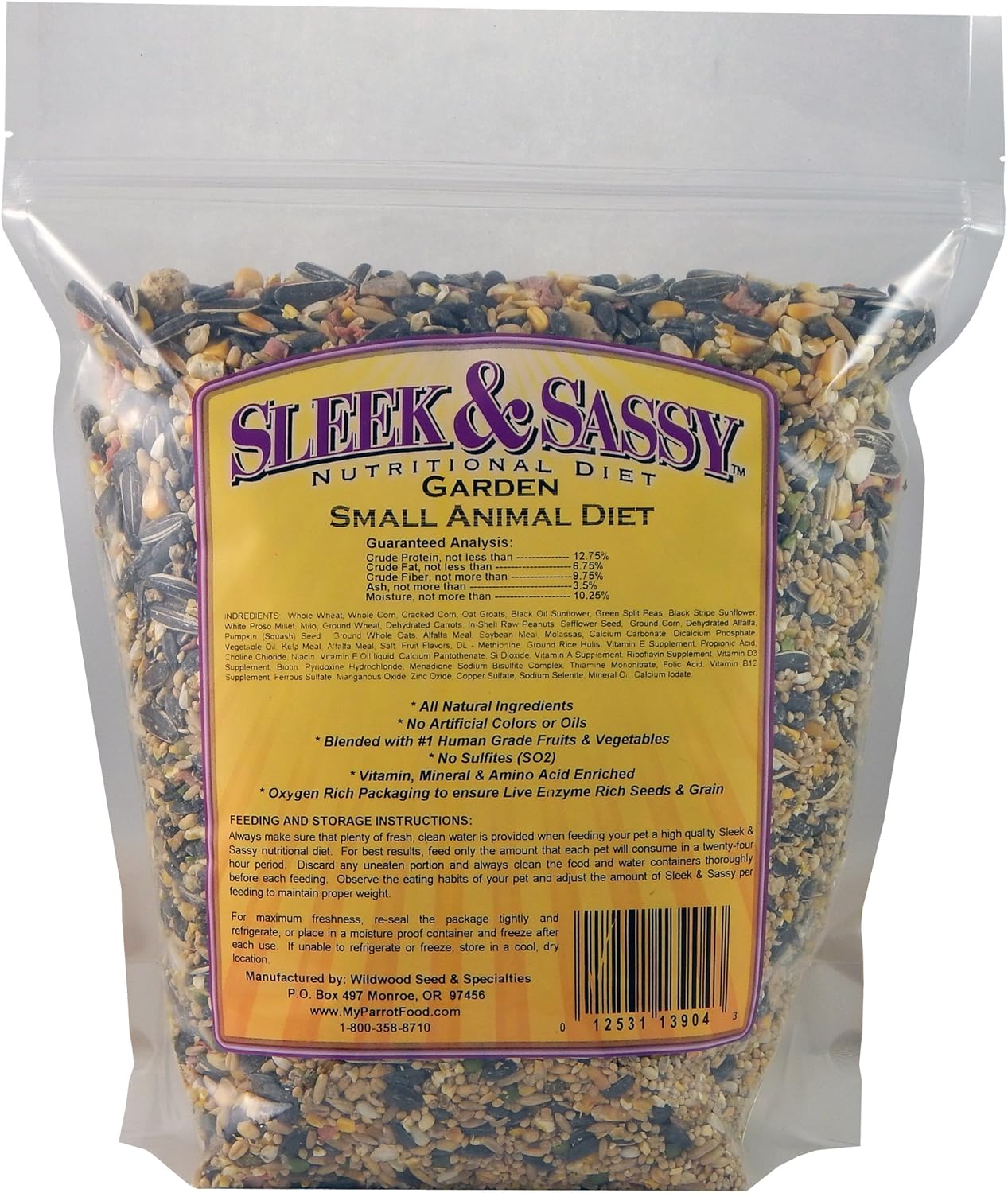 SLEEK & SASSY Garden Small Animal Food for Hamsters, Gerbils, Mice & Rats (4 lbs.)
