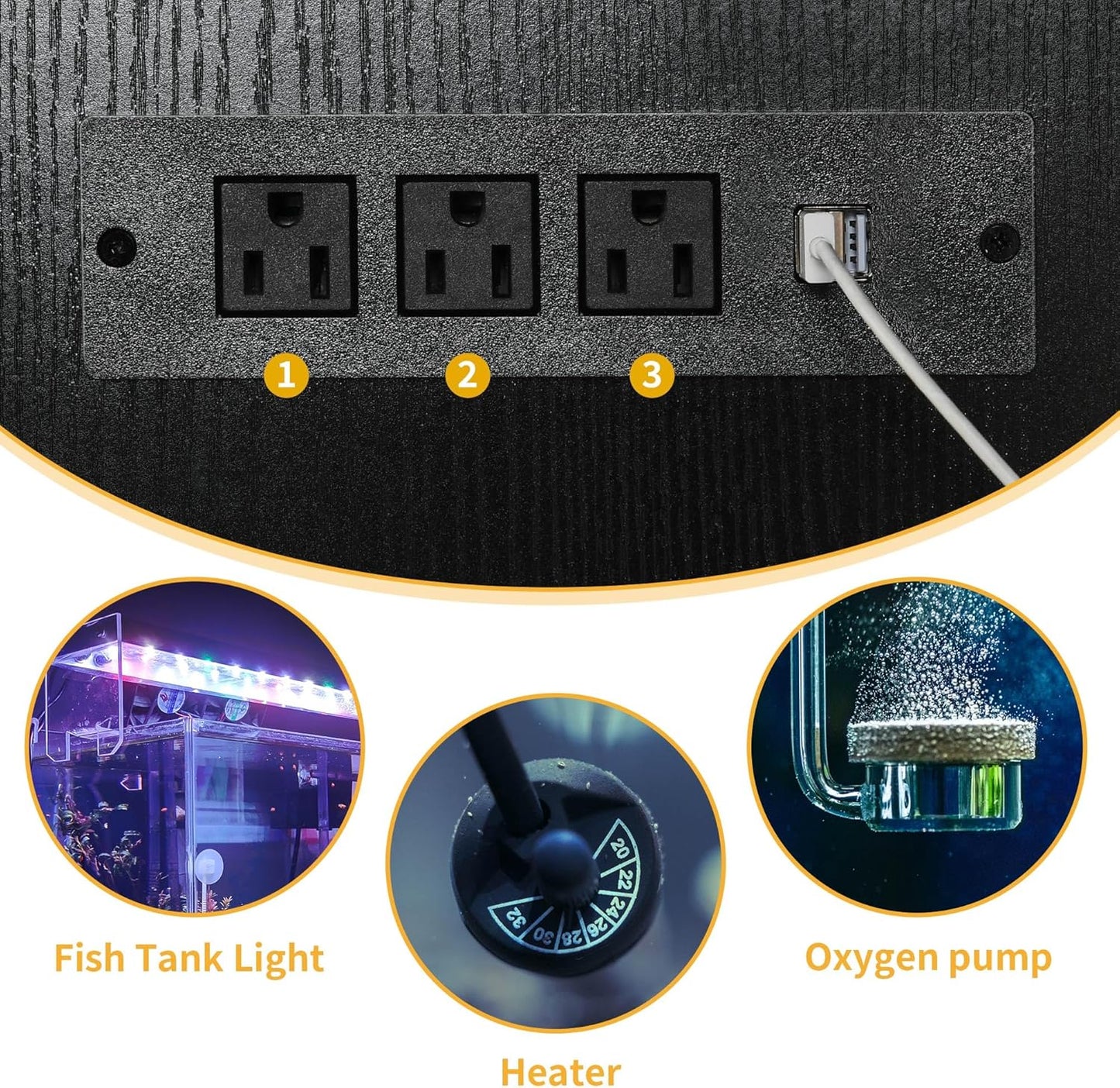 DWVO Reptile Tank Stand Aquarium Stand with Power Outlet & LED Light, 75/90/120 Gallon Terrarium Stand Cabinet - Heavy Duty Fish Tank Stand for Turtle Tank, Reptile Terrarium, 2000LBS Capacity, Black