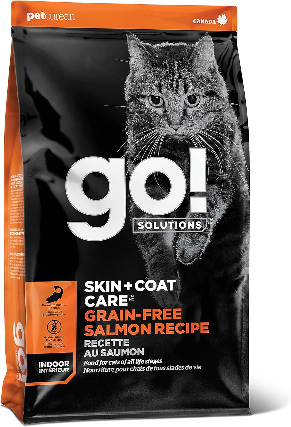 Go! Solutions Skin + Coat Care, Grain-Free Dry Cat Food, Salmon Recipe, 3 lb Bag
