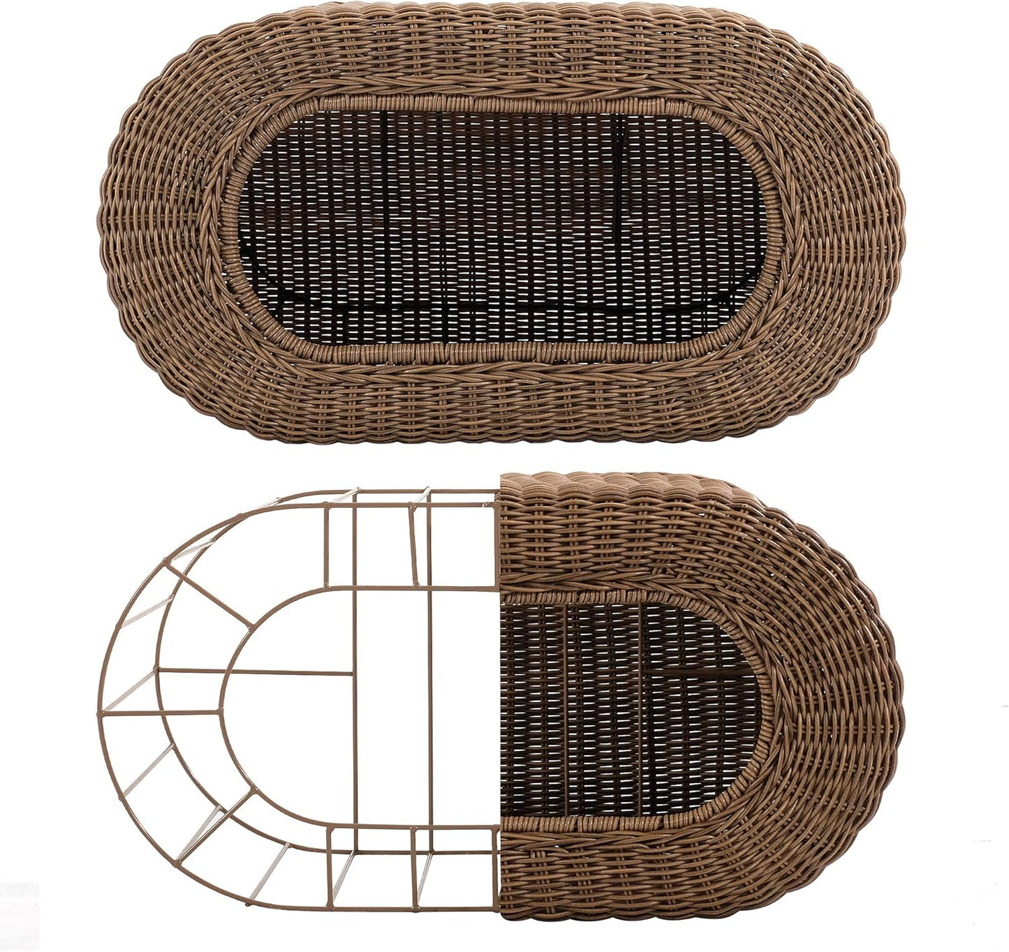 Fun Stackable Wicker Cat Hideaway House - Interactive Play Rattan Cat House for Indoor Cats Kitty, Pet Friendly Top/Side House Entry, Cat Bed Enclosed