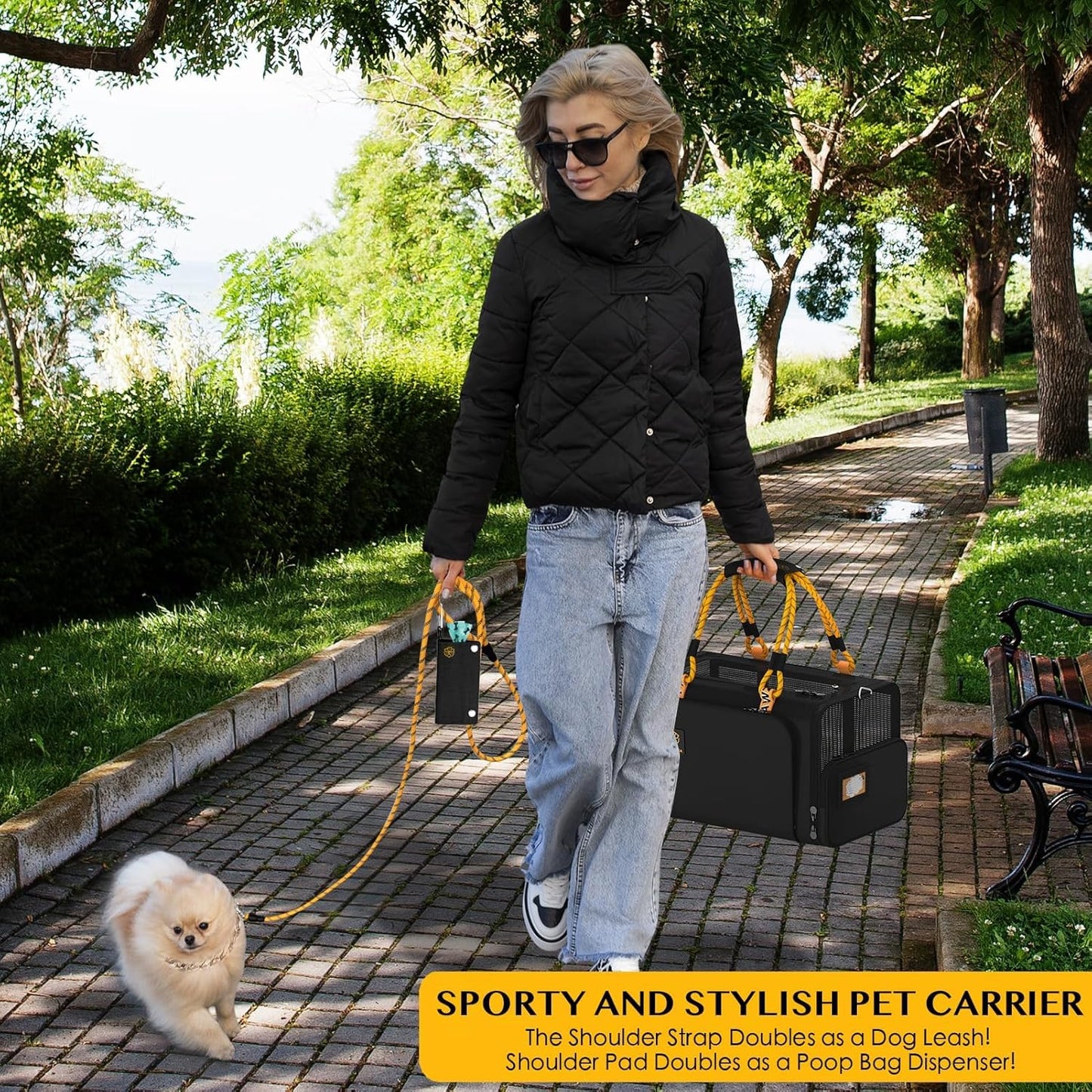 PAWZIDEA Expandable Pet Carrier w/ID Card, 18x11x11 Small Dog Carrier TSA Airline Approved, Soft-Sided Collapsible Dog Travel Bag, Top Load Cat Carrier for 2 Cats Under Seat, Puppy Carrier up to 15Lbs