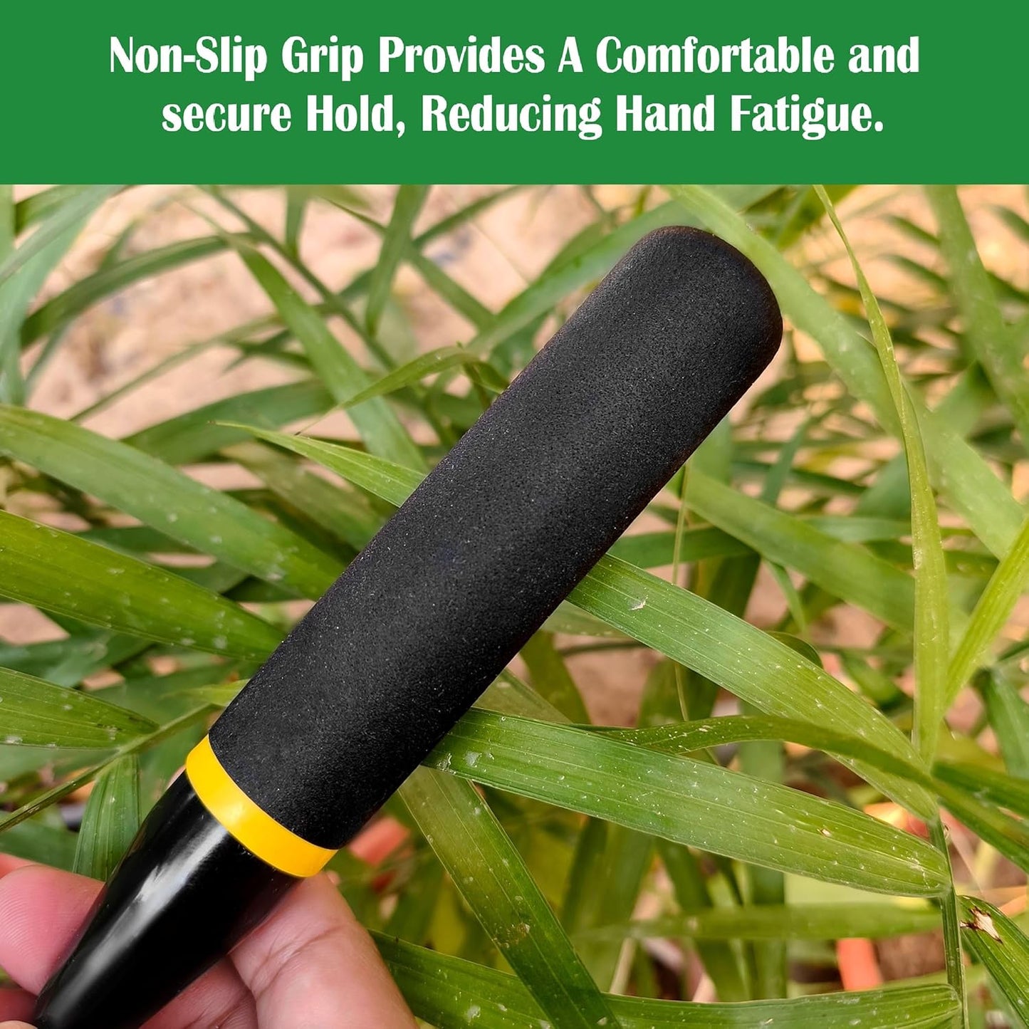 2-in-1 Trowel and Transplanter Gardening Tool Set, Outdoor Hand Tools, with Non-Slip Handle and Protective Blade Covers, Ideal Gardening Gifts for All (Black)