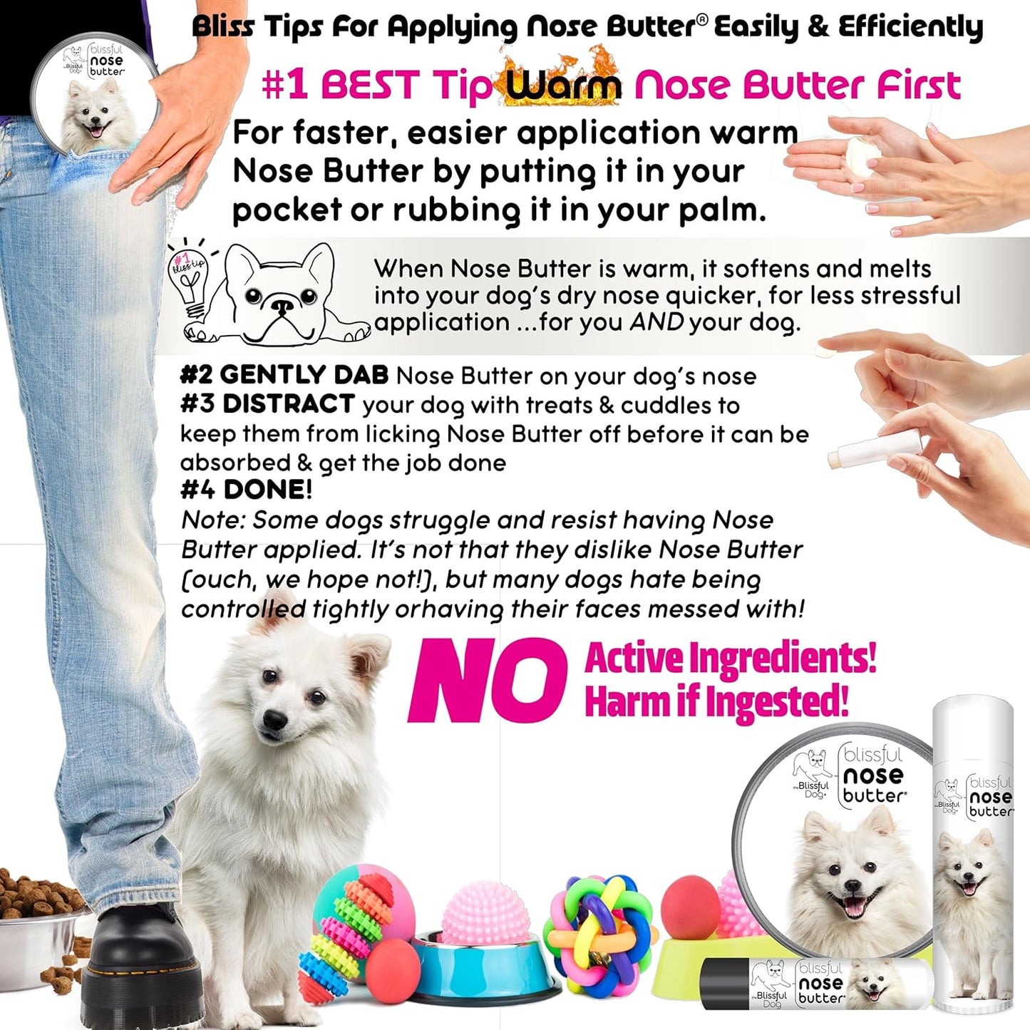 The Blissful Dog American Eskimo Nose Butter for Dry, Cracked Skin, Lick-Safe Dog Nose Balm with Moisturizing Shea Butter, Almond, Olive, and Essential Oils, Pet Supplies, Uncented, 2 oz.