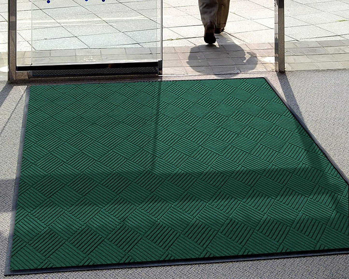 M+A Matting WaterHog Diamond | Commercial-Grade Entrance Mat with Rubber Border – Indoor/Outdoor, Quick Drying, Stain Resistant Door Mat (Evergreen, 6' x 6')