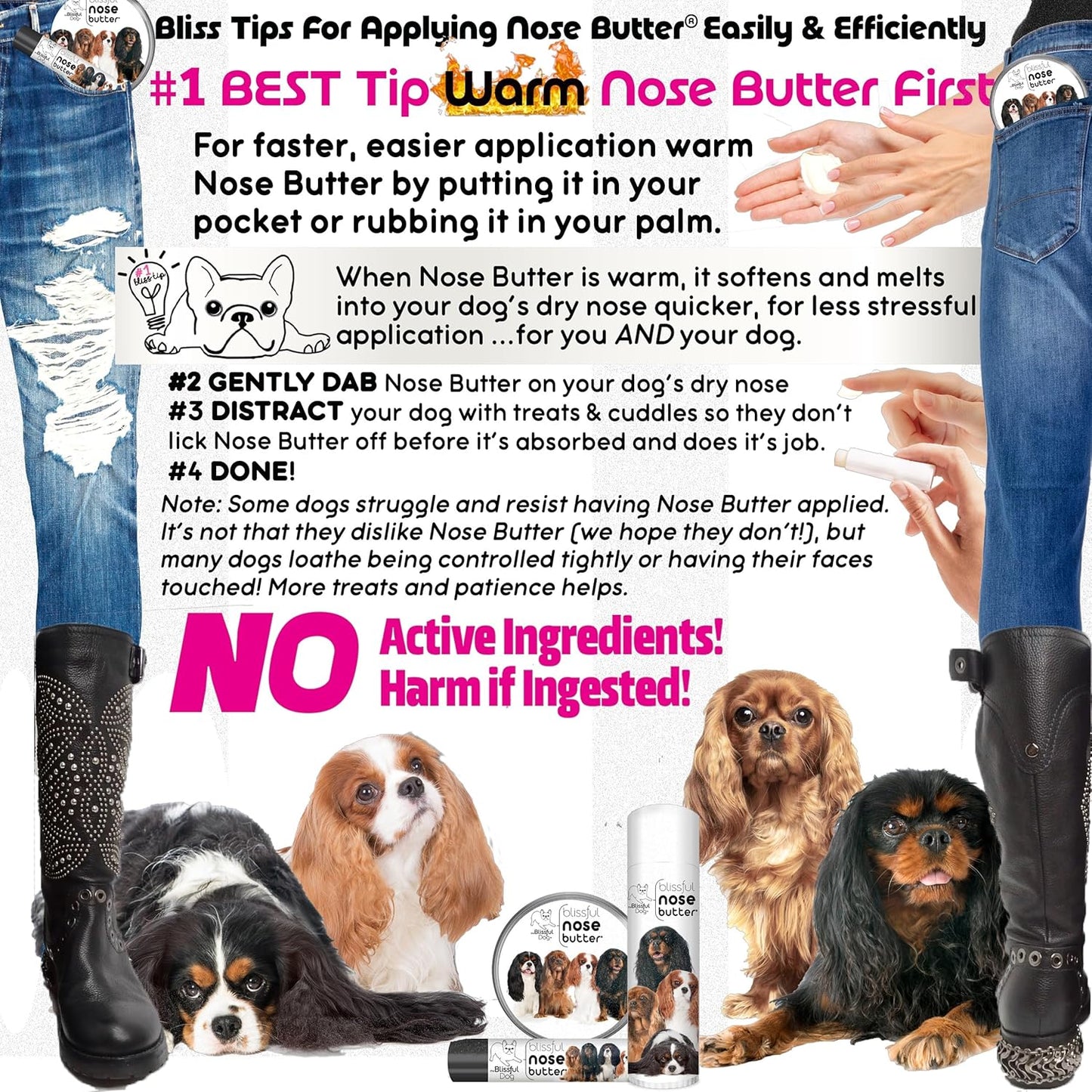 The Blissful Dog Cavalier King Charles Spaniel Unscented Nose Butter - Dog Nose Butter, 4 Ounce