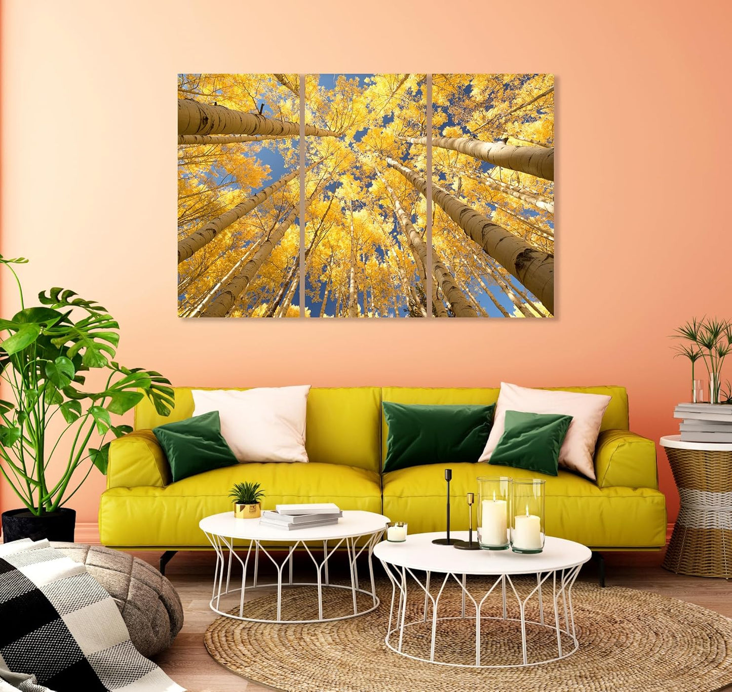 Nature Wall Art Prints - Ocean Forest Mountain Lake Canvas Landscapes - Small to Extra Large Living Room Bedroom Kitchen Bathroom Décor (Reaching for the Sky, 35L" x 53W" - 3 Panels)