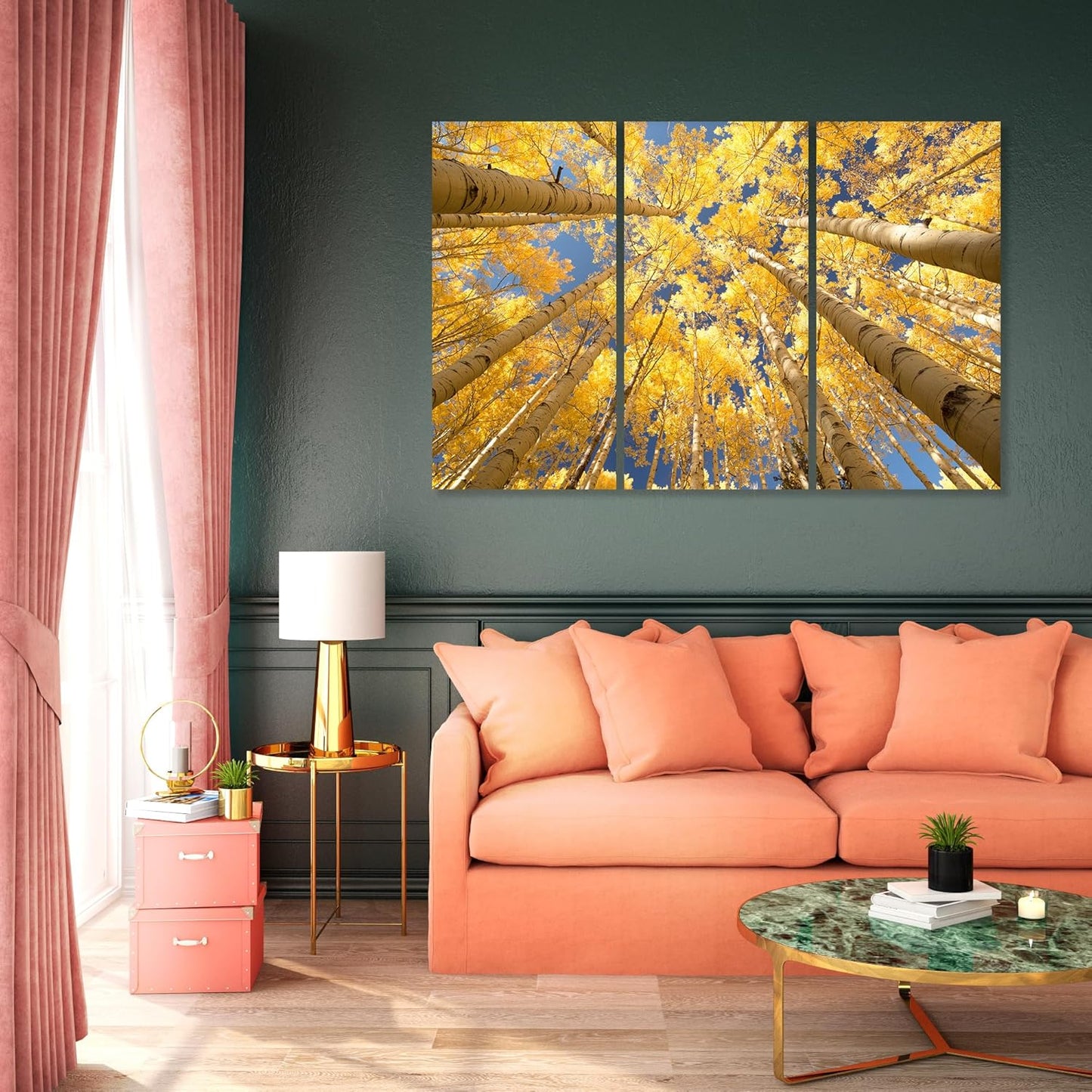 Nature Wall Art Prints - Ocean Forest Mountain Lake Canvas Landscapes - Small to Extra Large Living Room Bedroom Kitchen Bathroom Décor (Reaching for the Sky, 35L" x 53W" - 3 Panels)