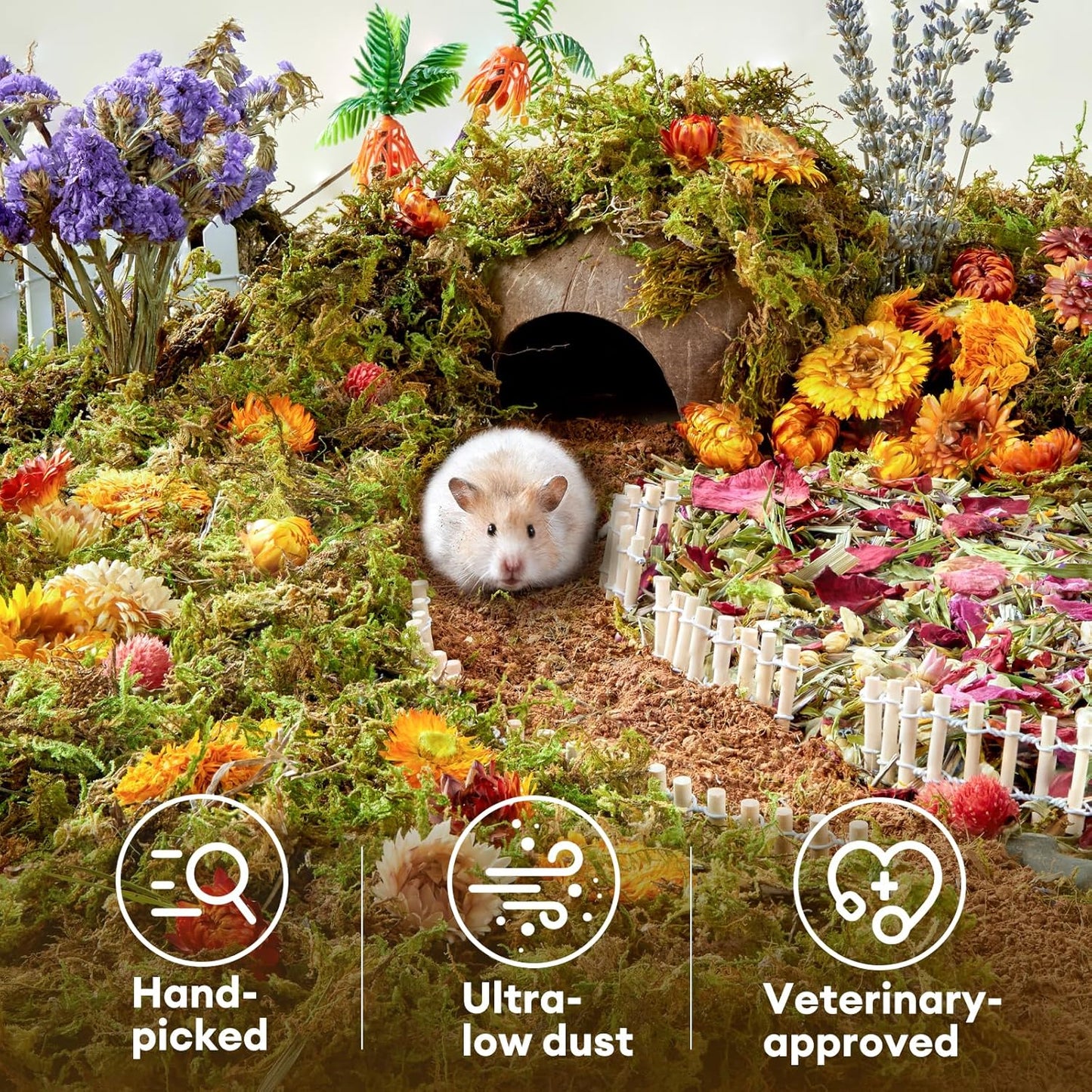 BUCATSTATE 5L Natural Flower & Hamster Bedding Soft Natural Bedding for Hamster Enrichment for Small Pets & Dwarf Syrian Hamsters, Gerbils, Mice,