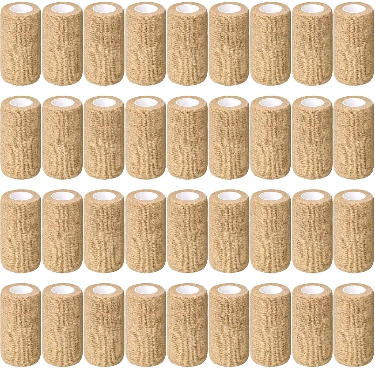 Treela 36 Pcs Self Adherent Bandage 4" X 5 Yard Wrap Breathable Cohesive Bandage Elastic Adhesive Tape for Stretch Athletic Sports Wrist Ankle(Nude)