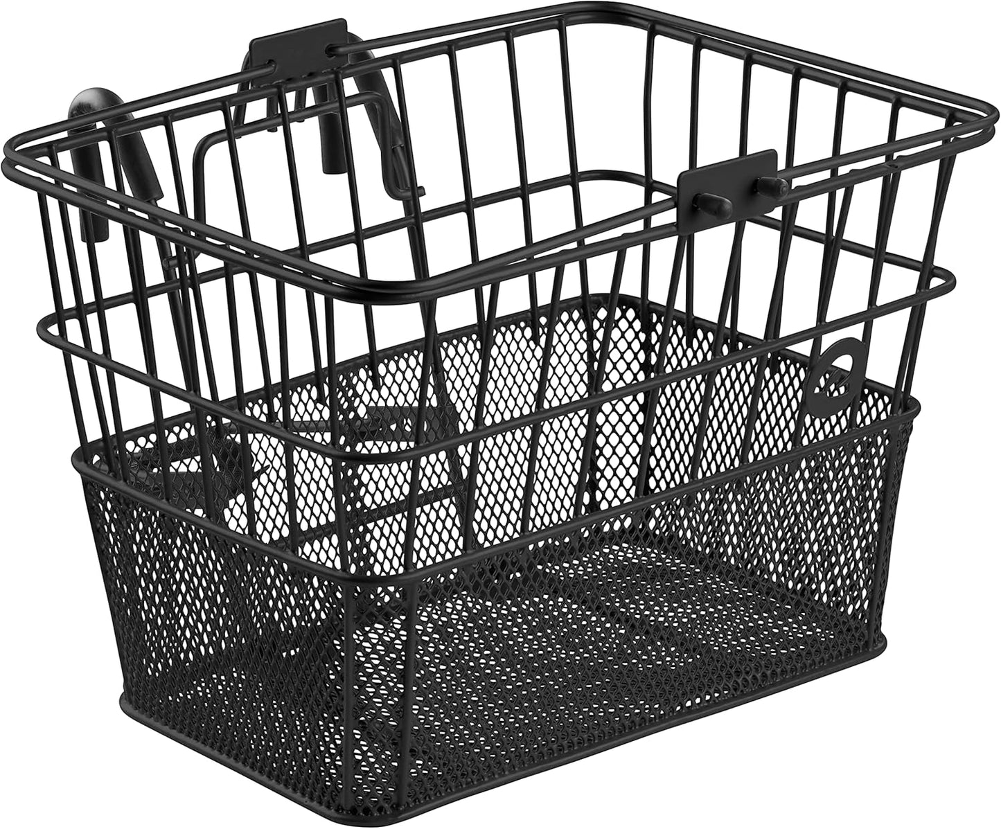 Retrospec Apollo Detachable Front Bike Basket Steel Half-Mesh with Integrated Detachable Hooks and Built-In Handle, Easy Assembly and Portability for Bicycles