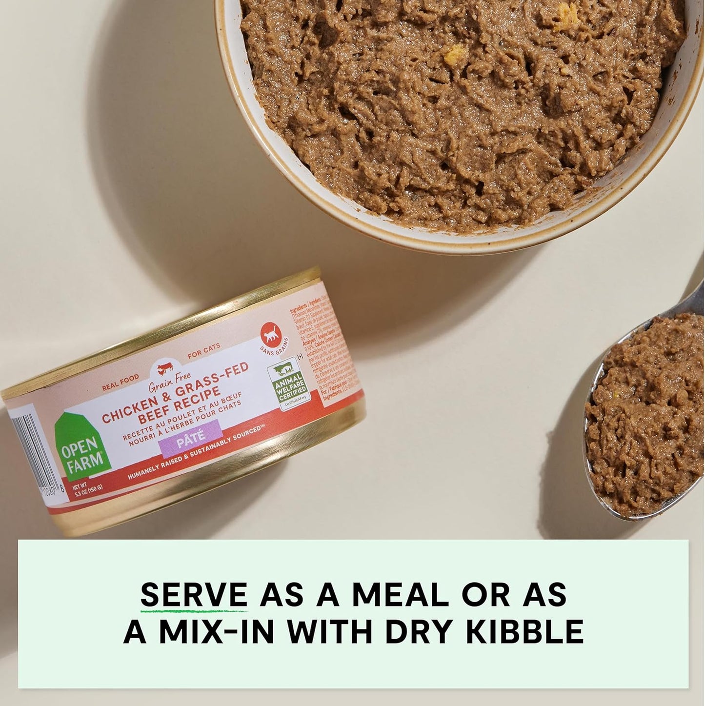 Open Farm Canned Cat Food, Paté for Complete & Balanced Nutrition, Grain-Free and Legume-Free Wet Cat Food, Chicken & Beef Recipe, 5.3oz Cans (Case of 12)