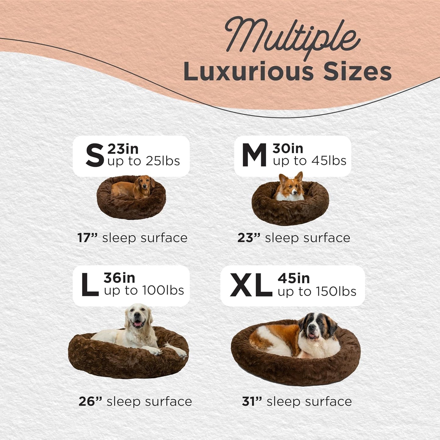 Best Friends by Sheri Original Calming Donut Dog and Cat Bed, Lux Faux Fur, Dark Brown, (30in x 30in) - Anxiety Relief for Pets Up to 45 lbs